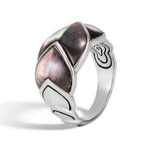 John Hardy Silver Ring with Iridescent Black Mother-of-Pearl